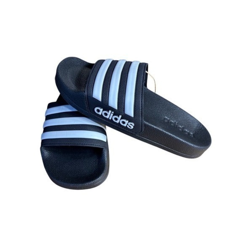 Adidas Kids Youth SZ 1 Adilette Shower Slides Black White Summer Swim NEW